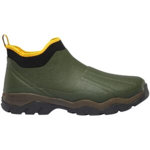 Green waterproof ankle boot with yellow trim