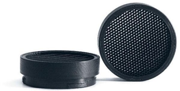 Black honeycomb vent caps, two units shown.