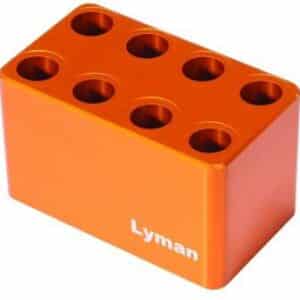 Orange Lyman eight-hole reloading block