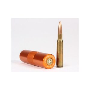 Ammo checker and bullet on white background.