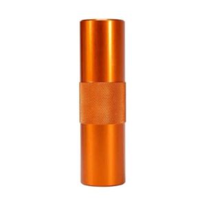 Orange metallic cylindrical container