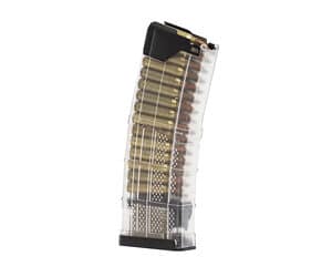 Transparent rifle magazine with visible bullets