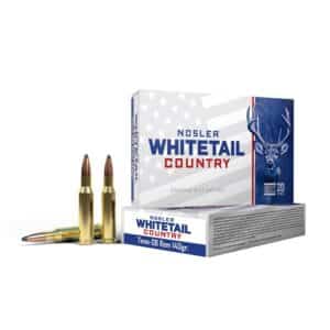 Nosler Whitetail Country rifle cartridges with bullets.