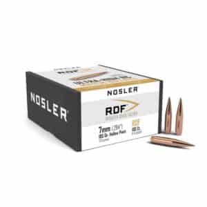 Nosler RDF 7mm ammo box and bullets