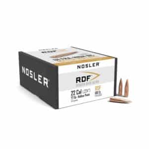 Nosler RDF ammunition box with bullets