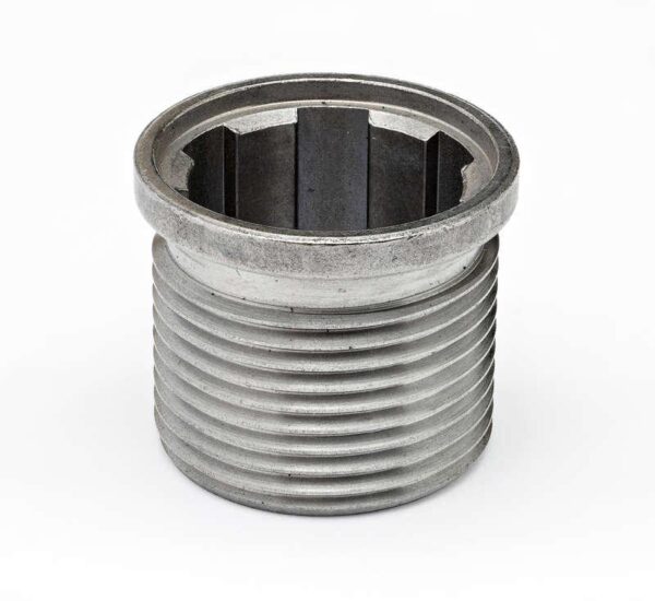 Metallic threaded insert for engine block.