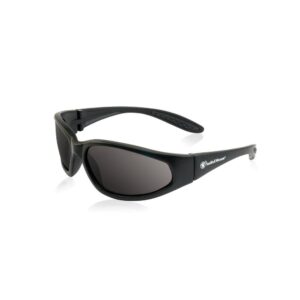 Black sunglasses with dark lenses isolated on white.