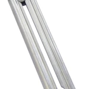 Silver metal gun magazine, vertical view