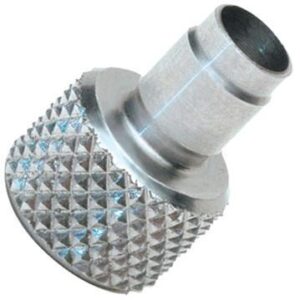 Silver knurled metal fitting, cylindrical end piece
