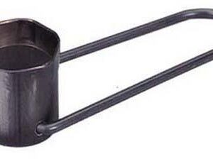 Black metal measuring scoop with long handle