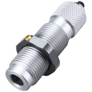 Close-up of silver hydraulic fitting.