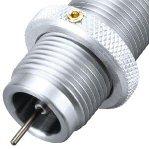 Close-up of a metallic industrial connector