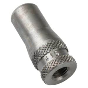Steel valve adapter with knurled grip, numbered 416.