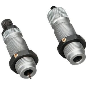 Two metallic reloading dies for ammunition crafting.