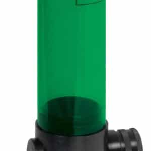 Green funnel with black cap and nozzle
