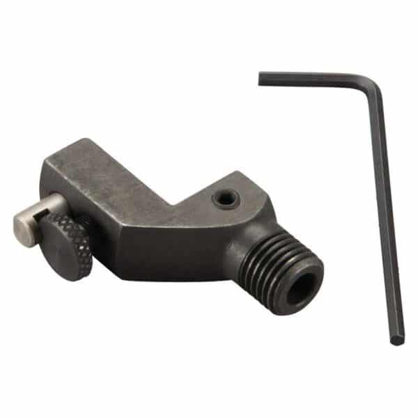 Metal tool and hex key on white background