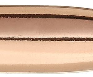 Copper rifle bullet isolated on white background.