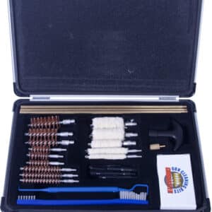 Gun cleaning kit in a black case