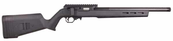 Black tactical rifle with long barrel
