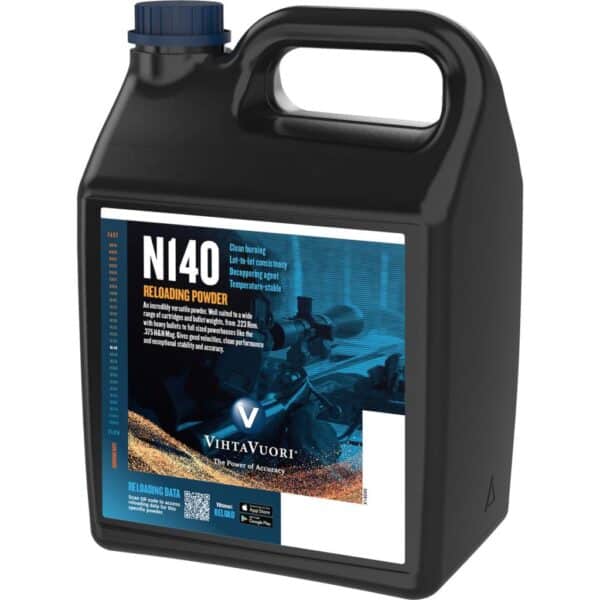 Vihtavuori N140 reloading powder container.