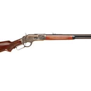 Lever-action rifle on white background