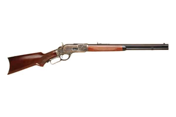 Lever-action rifle on white background