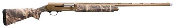 Camouflage hunting shotgun on white background.