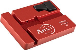 Red Apex barrel fitting jig tool