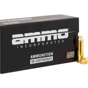 Box of 50 ammunition cartridges with bullets.
