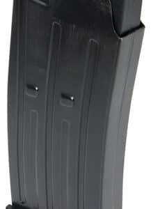 Black rifle magazine standing upright.