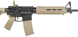 Tan tactical rifle side view