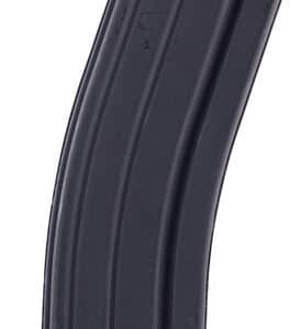 30-round rifle magazine, black metal construction