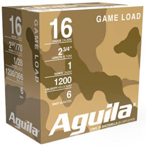 Aguila 16-gauge shotgun shells, game load box.