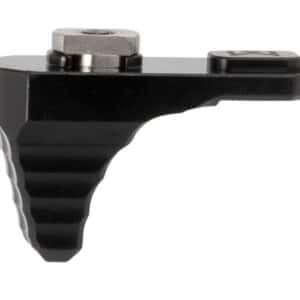 Black aluminum handstop for firearm rail attachment.