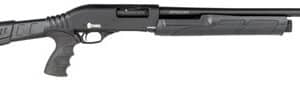 Black tactical pump-action shotgun