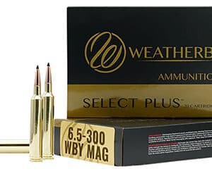 Weatherby Select Plus ammunition box and cartridges