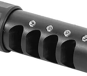 Black muzzle brake with side vents