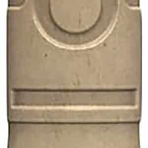 Wooden bottle-shaped figure on metal stand.