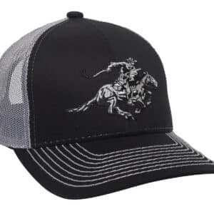 Black cowboy embroidered trucker hat