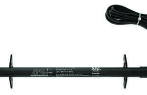 Black low-profile aquarium heater with adjustable brackets.