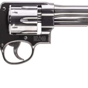 Classic Smith & Wesson revolver on white background.