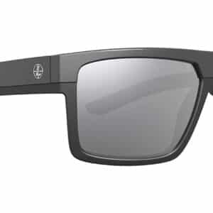 Modern black sunglasses with reflective lenses