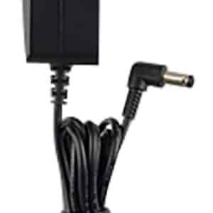 Black power adapter with attached cord