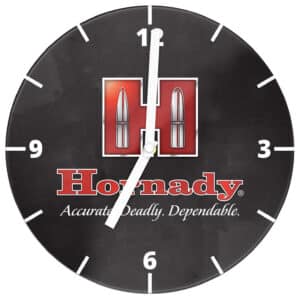 Hornady branded wall clock with bullet logo
