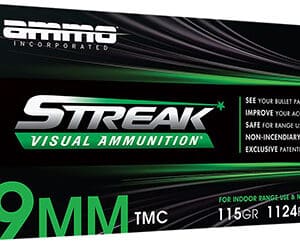 9mm Streak visual ammunition box, green-black design