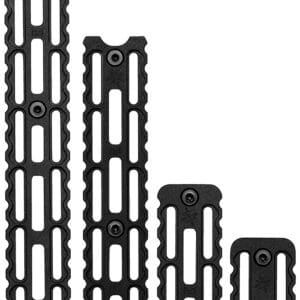 Four black rail panels in varying sizes