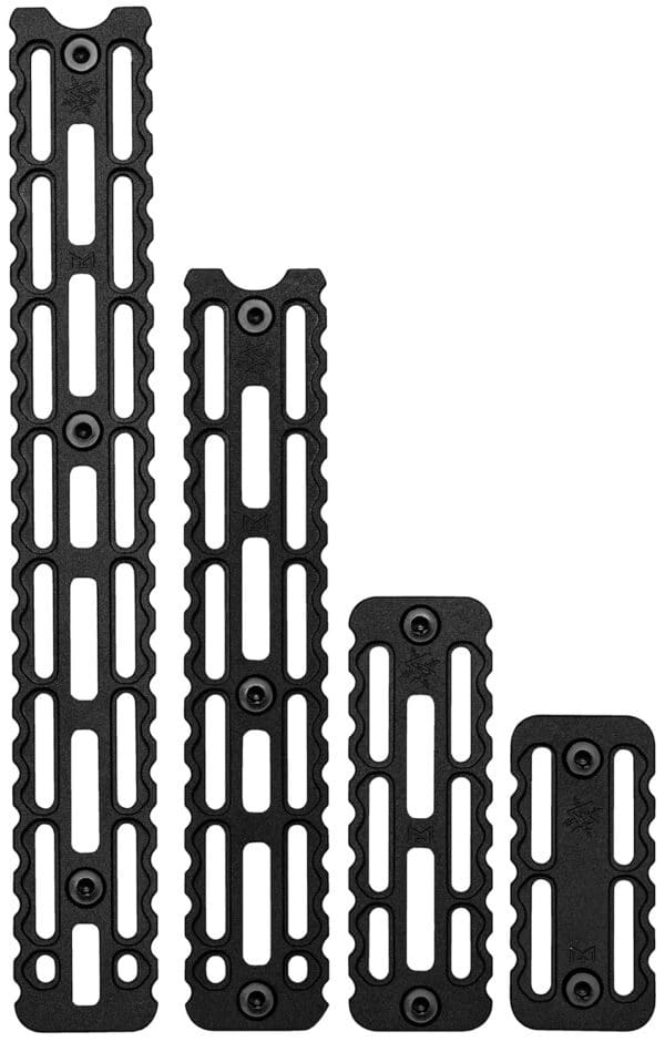 Four black rail panels in varying sizes