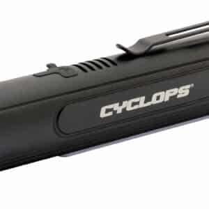 Cyclops black flashlight with blue accent