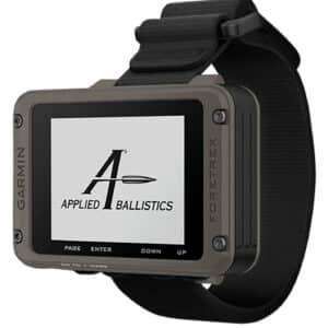 Garmin smartwatch displaying Applied Ballistics logo.