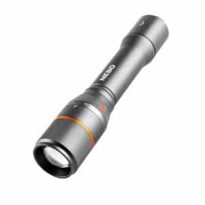 NEBO rechargeable LED flashlight, gray and orange design
